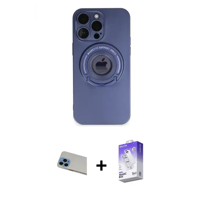 ieg™ iPhone 13 Pro Max Kılıf Eksen Klasik Prime - Siyah Bilvis 5in1 3D Magic Cam Ekran Koruyucu + Rainbow Kamera Lens Koruma Cam - MI