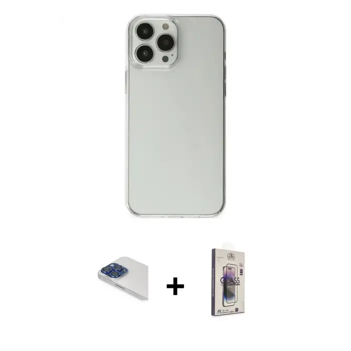 ieg™ iPhone 13 Pro Max Kılıf Kutup Doku Koleksiyonu - Siyah Bilvis 3D Cam Ekran Koruyucu + Pers Alüminyum Kamera Lens - LT