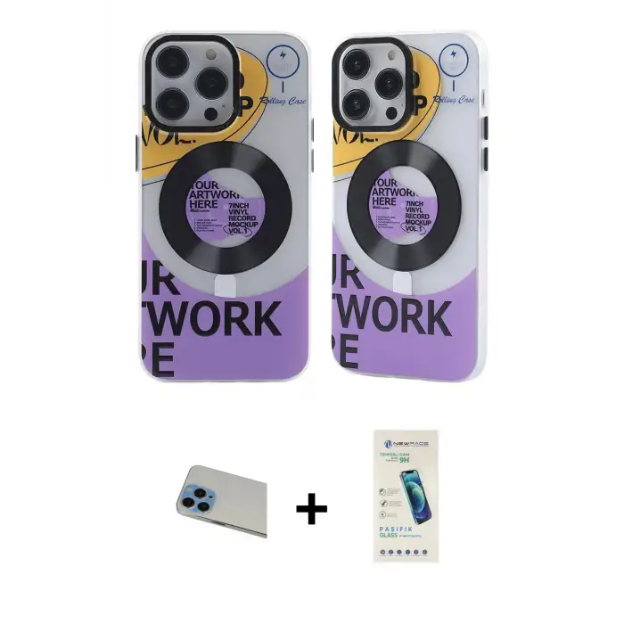 ieg™ iPhone 13 Pro Max Kılıf Nova Doku Koleksiyonu - Şeffaf Pasifik Cam Ekran Koruyucu + Rainbow Kamera Lens Koruma Cam - MI