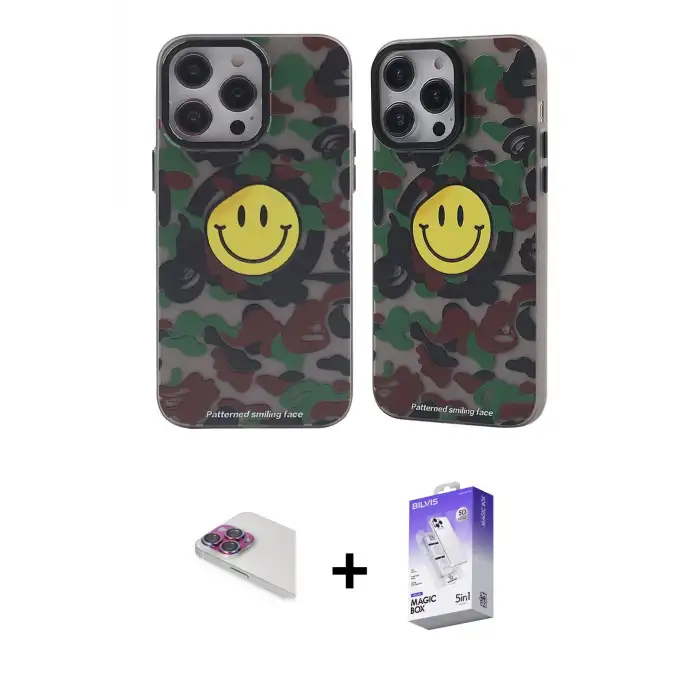 ieg™ iPhone 13 Pro Max Kılıf Nova Doku Koleksiyonu - Siyah Bilvis 5in1 3D Magic Cam Ekran Koruyucu + Pers Alüminyum Kamera Lens - GI