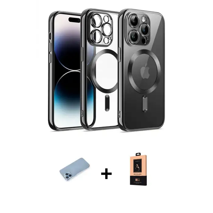 ieg™ iPhone 13 Pro Max Kılıf Nova Işık Özel Seri - Şeffaf Maxco Cam Ekran Koruyucu + Shine Kamera Lens Koruma Cam - MI