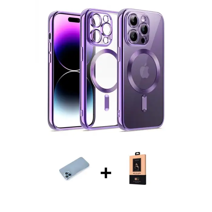 ieg™ iPhone 13 Pro Max Kılıf Nova Işık Özel Seri - Şeffaf Maxco Cam Ekran Koruyucu + Shine Kamera Lens Koruma Cam - MI