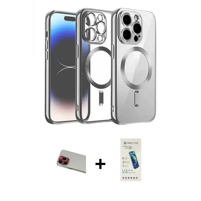 ieg™ iPhone 13 Pro Max Kılıf Nova Işık Özel Seri - Şeffaf Pasifik Cam Ekran Koruyucu + Rainbow Kamera Lens Koruma Cam - KI