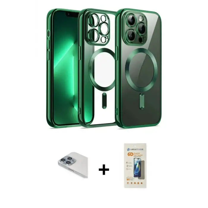 ieg™ iPhone 13 Pro Max Kılıf Nova Işık Özel Seri - Siyah 6D Mat Seramik Hayalet Nano Ekran Koruyucu + Pers Alüminyum Kamera Lens - SABE