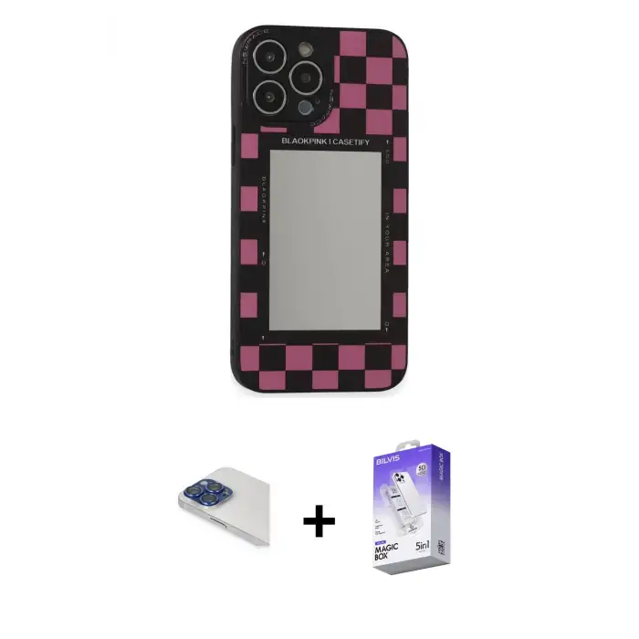 ieg™ iPhone 13 Pro Max Kılıf Odak Klasik Serisi - Siyah Bilvis 5in1 3D Magic Cam Ekran Koruyucu + Pers Alüminyum Kamera Lens - LT