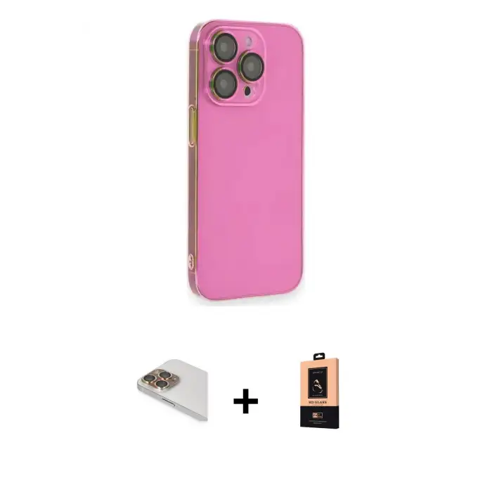 ieg™ iPhone 13 Pro Max Kılıf Siluet Minimal Özel Seri - Şeffaf Maxco Cam Ekran Koruyucu + Pers Alüminyum Kamera Lens - GD