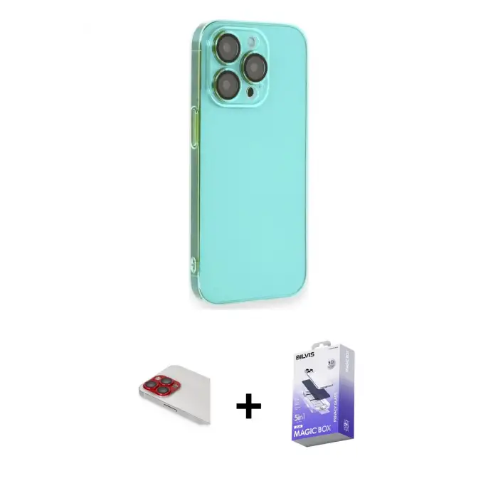 ieg™ iPhone 13 Pro Max Kılıf Siluet Minimal Özel Seri - Siyah Bilvis 5in1 5D Magic Hayalet Cam Ekran Koruyucu + Pers Alüminyum Kamera Lens - KI
