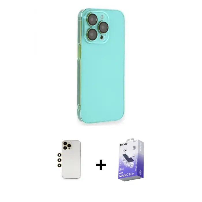 ieg™ iPhone 13 Pro Max Kılıf Siluet Minimal Özel Seri - Siyah Bilvis 5in1 5D Magic Hayalet Cam Ekran Koruyucu + Shine Kamera Lens - GD
