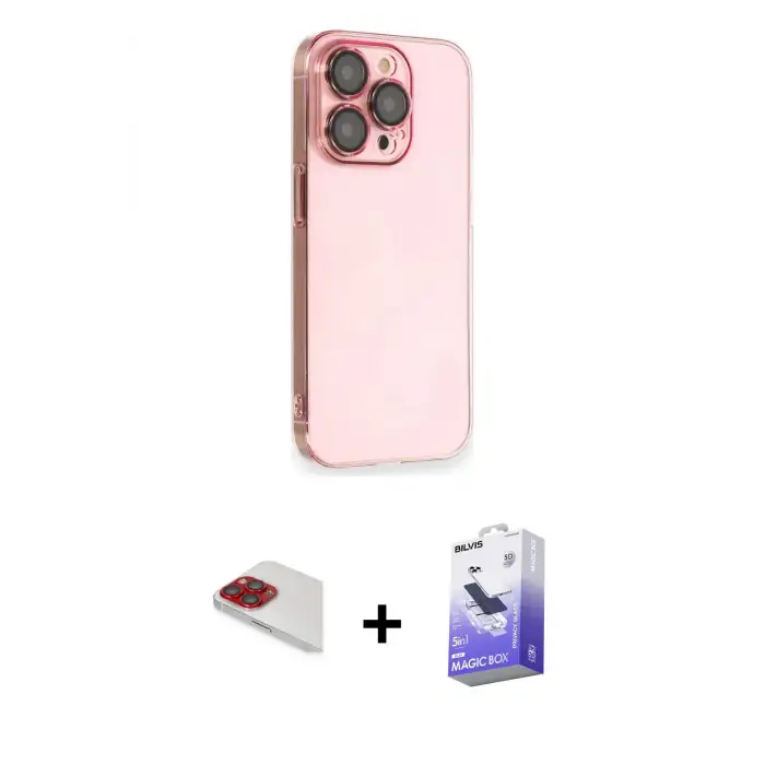 ieg™ iPhone 13 Pro Max Kılıf Siluet Minimal Özel Seri - Siyah Bilvis 5in1 5D Magic Hayalet Cam Ekran Koruyucu + Pers Alüminyum Kamera Lens - KI