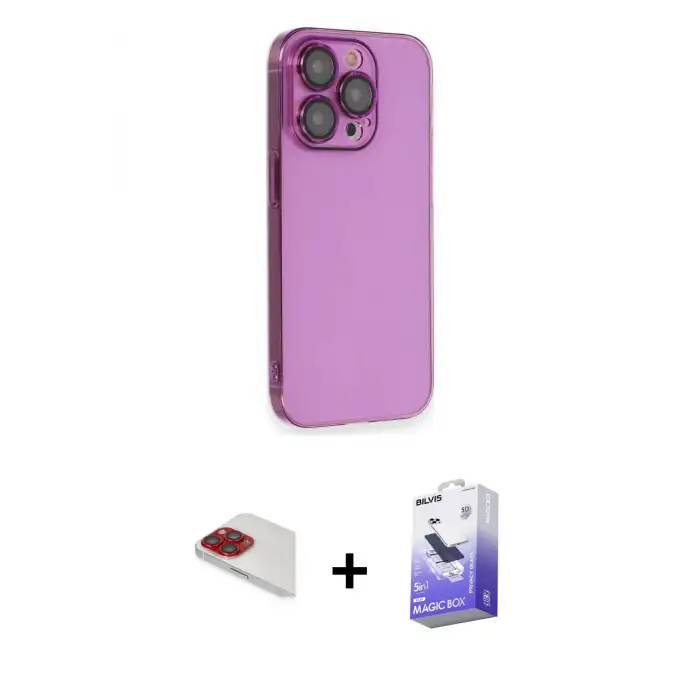 ieg™ iPhone 13 Pro Max Kılıf Siluet Minimal Özel Seri - Siyah Bilvis 5in1 5D Magic Hayalet Cam Ekran Koruyucu + Pers Alüminyum Kamera Lens - KI