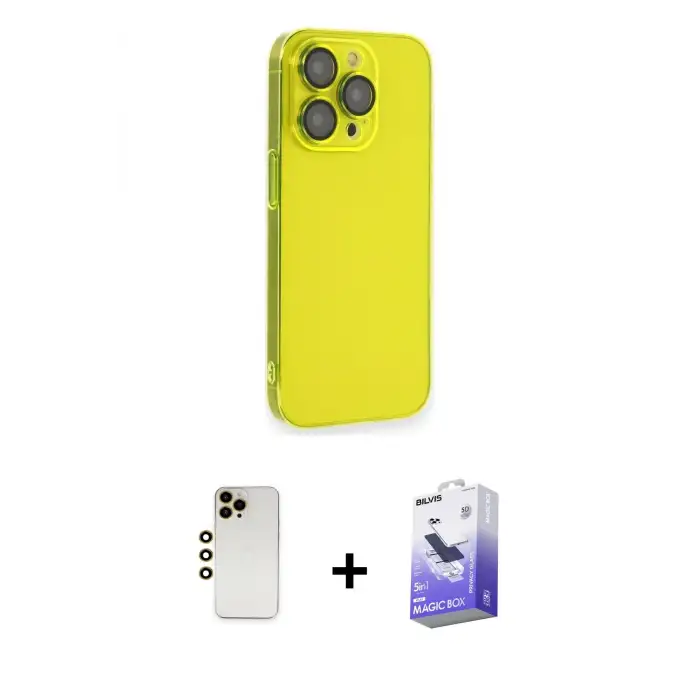 ieg™ iPhone 13 Pro Max Kılıf Siluet Minimal Özel Seri - Siyah Bilvis 5in1 5D Magic Hayalet Cam Ekran Koruyucu + Shine Kamera Lens - GD