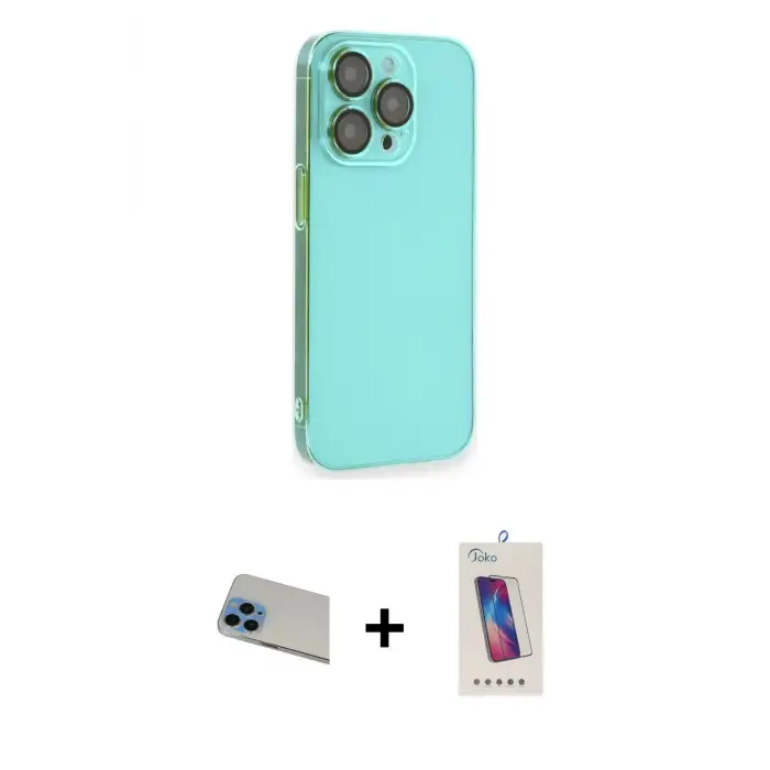 ieg™ iPhone 13 Pro Max Kılıf Siluet Minimal Özel Seri - Siyah Joko 5D Cam + Rainbow Kamera Lens Koruma Cam - MI