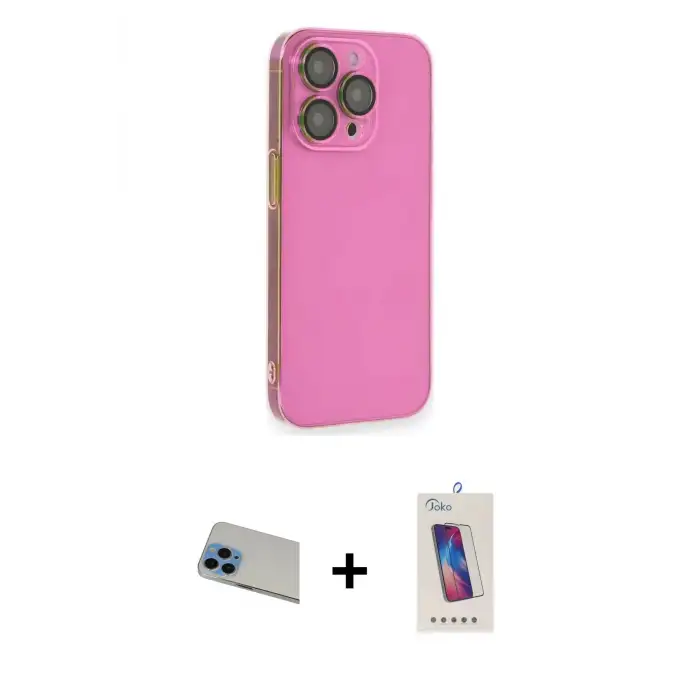 ieg™ iPhone 13 Pro Max Kılıf Siluet Minimal Özel Seri - Siyah Joko 5D Cam + Rainbow Kamera Lens Koruma Cam - MI