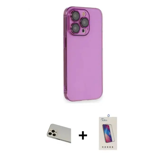ieg™ iPhone 13 Pro Max Kılıf Siluet Minimal Özel Seri - Siyah Joko 5D Cam + Rainbow Kamera Lens Koruma Cam - REGD