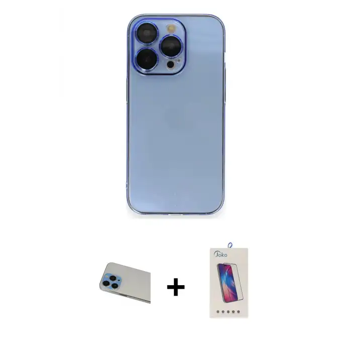 ieg™ iPhone 13 Pro Max Kılıf Siluet Minimal Özel Seri - Siyah Joko 5D Cam + Rainbow Kamera Lens Koruma Cam - MI