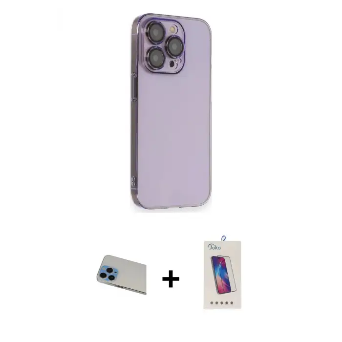 ieg™ iPhone 13 Pro Max Kılıf Siluet Minimal Özel Seri - Siyah Joko 5D Cam + Rainbow Kamera Lens Koruma Cam - MI