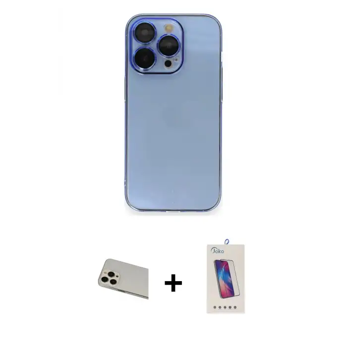 ieg™ iPhone 13 Pro Max Kılıf Siluet Minimal Özel Seri - Siyah Joko 5D Cam + Rainbow Kamera Lens Koruma Cam - REGD