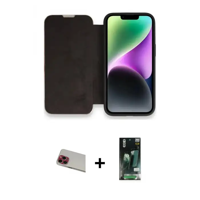 ieg™ iPhone 13 Pro Max Kılıf Siluet Minimal Serisi - Şeffaf 360 Full Body Arka Koruyucu + Rainbow Kamera Lens Koruma Cam - KI