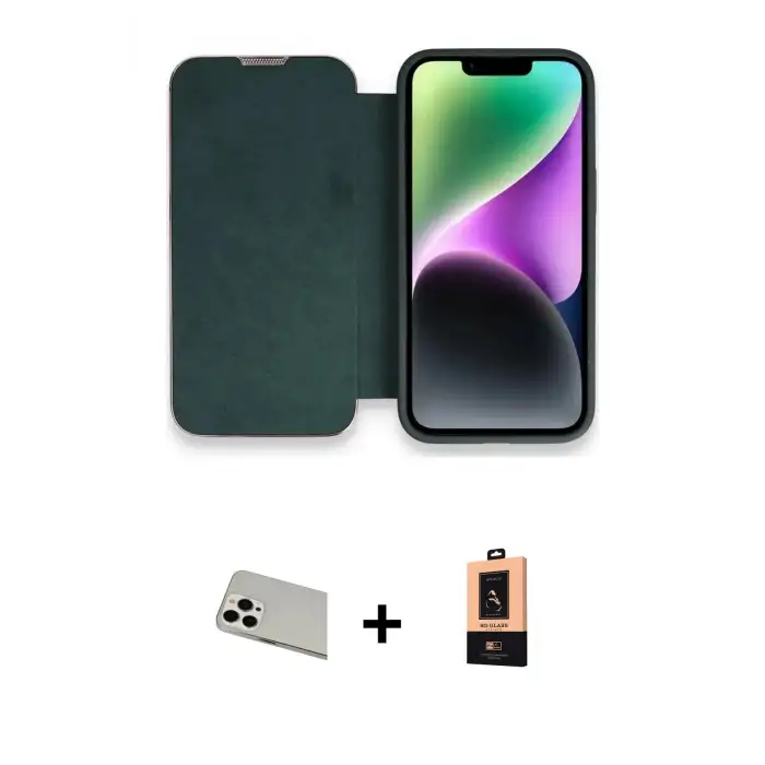 ieg™ iPhone 13 Pro Max Kılıf Siluet Minimal Serisi - Şeffaf Maxco Cam Ekran Koruyucu + Rainbow Kamera Lens Koruma Cam - BZ