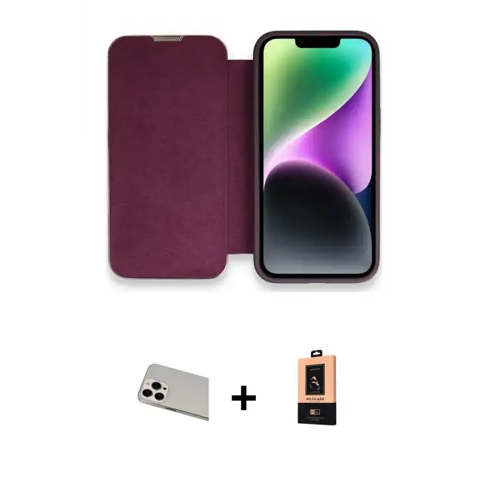 ieg™ iPhone 13 Pro Max Kılıf Siluet Minimal Serisi - Şeffaf Maxco Cam Ekran Koruyucu + Rainbow Kamera Lens Koruma Cam - BZ