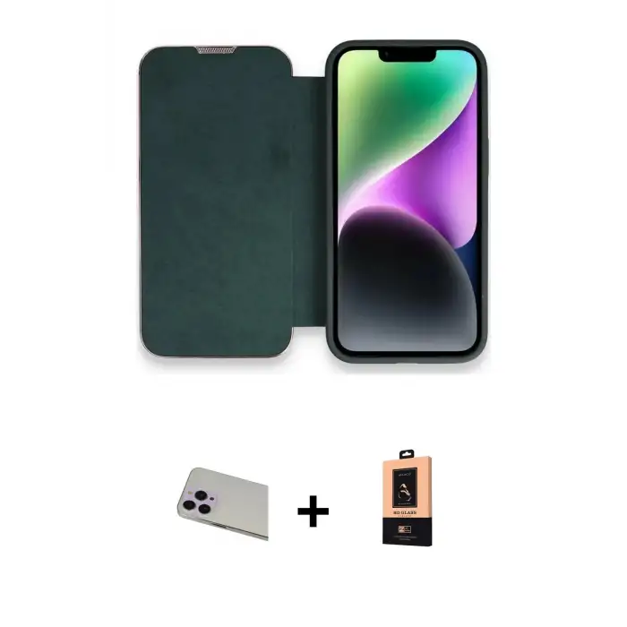 ieg™ iPhone 13 Pro Max Kılıf Siluet Minimal Serisi - Şeffaf Maxco Cam Ekran Koruyucu + Rainbow Kamera Lens Koruma Cam - MR