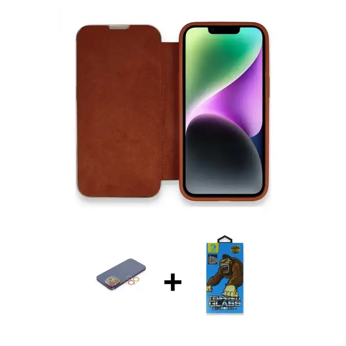 ieg™ iPhone 13 Pro Max Kılıf Siluet Minimal Serisi - Siyah 18D Cam Ekran Koruyucu + Renkli Kamera Lens Koruma Cam - TU