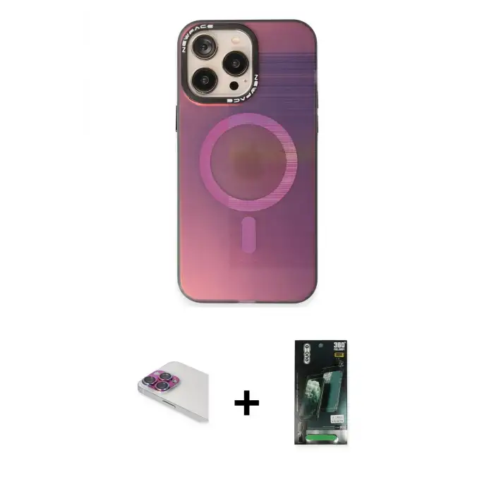 ieg™ iPhone 13 Pro Max Kılıf Siluet Modern Koleksiyonu - Şeffaf 360 Full Body Arka Koruyucu + Pers Alüminyum Kamera Lens - GI