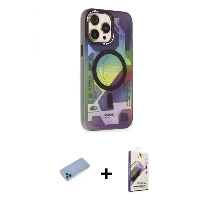 ieg™ iPhone 13 Pro Max Kılıf Siluet Modern Koleksiyonu - Siyah Bilvis 3D Mat Cam Ekran Koruyucu + Shine Kamera Lens Koruma Cam - MI