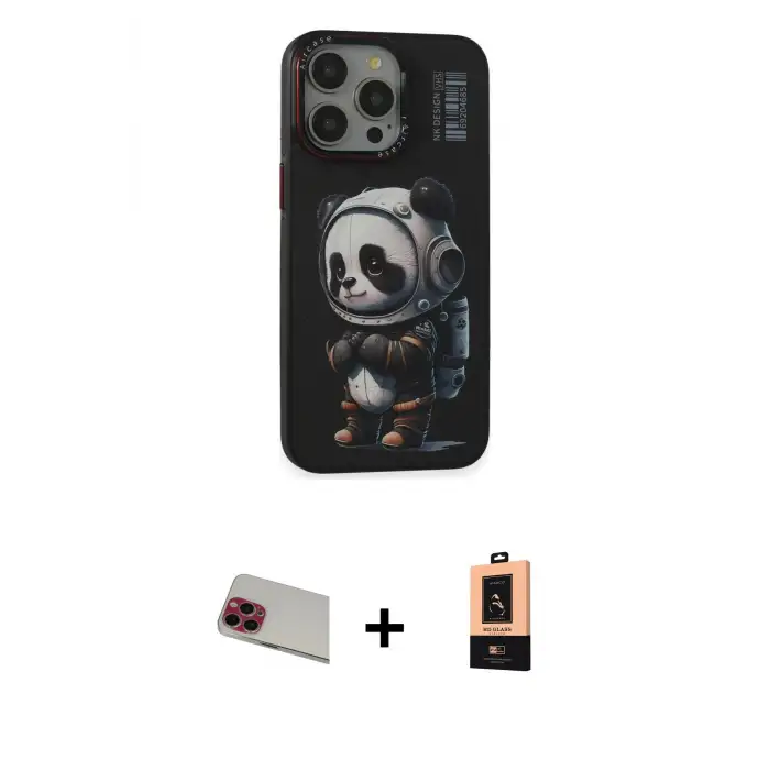 ieg™ iPhone 13 Pro Max Kılıf Siluet Modern Özel Seri - Şeffaf Maxco Cam Ekran Koruyucu + Rainbow Kamera Lens Koruma Cam - KI