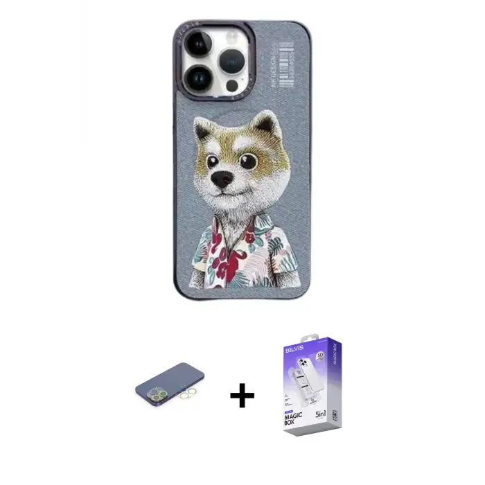 ieg™ iPhone 13 Pro Max Kılıf Siluet Modern Özel Seri - Siyah Bilvis 5in1 3D Magic Cam Ekran Koruyucu + Renkli Kamera Lens Koruma Cam - YL