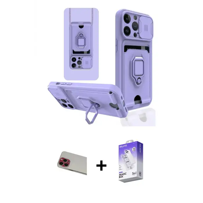 ieg™ iPhone 13 Pro Max Kılıf Vadi Form Prime - Siyah Bilvis 5in1 3D Magic Cam Ekran Koruyucu + Rainbow Kamera Lens Koruma Cam - KI