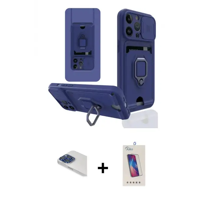 ieg™ iPhone 13 Pro Max Kılıf Vadi Form Prime - Siyah Joko 5D Cam + Pers Alüminyum Kamera Lens - LT