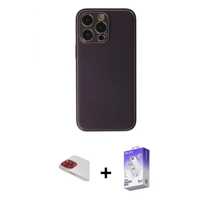 ieg™ iPhone 13 Pro Max Kılıf Yadigar Klasik - Siyah Bilvis 5in1 3D Magic Cam Ekran Koruyucu + Pers Alüminyum Kamera Lens - KI