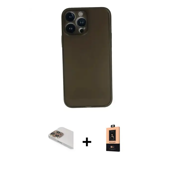 ieg™ iPhone 13 Pro Max Kılıf Yadigar Yansıma Serisi - Şeffaf Maxco Cam Ekran Koruyucu + Pers Alüminyum Kamera Lens - GD