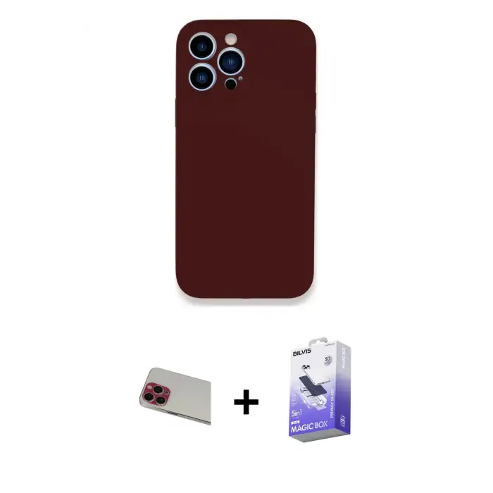 ieg™ iPhone 13 Pro Max Kılıf Zirve Modern Özel Seri - Siyah Bilvis 5in1 5D Magic Hayalet Cam Ekran Koruyucu + Rainbow Kamera Lens Koruma Cam - KI