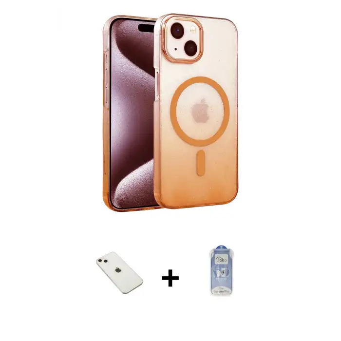 ieg™ iPhone 14 Kılıf Ahenk Doku Özel Seri - Siyah Joko Magic 5D Cam + Diamond Kamera Lens - PE