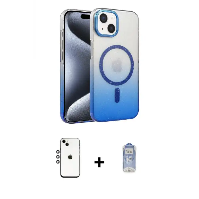 ieg™ iPhone 14 Kılıf Ahenk Doku Özel Seri - Siyah Joko Magic 5D Cam + Shine Kamera Lens - GS