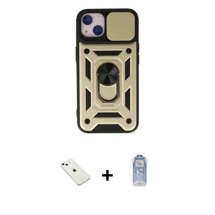 ieg™ iPhone 14 Kılıf Ahenk Klasik - Siyah Joko Magic 5D Cam + Diamond Kamera Lens - SABE