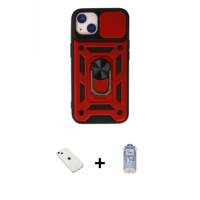 ieg™ iPhone 14 Kılıf Ahenk Klasik - Siyah Joko Magic 5D Cam + Diamond Kamera Lens - SABE