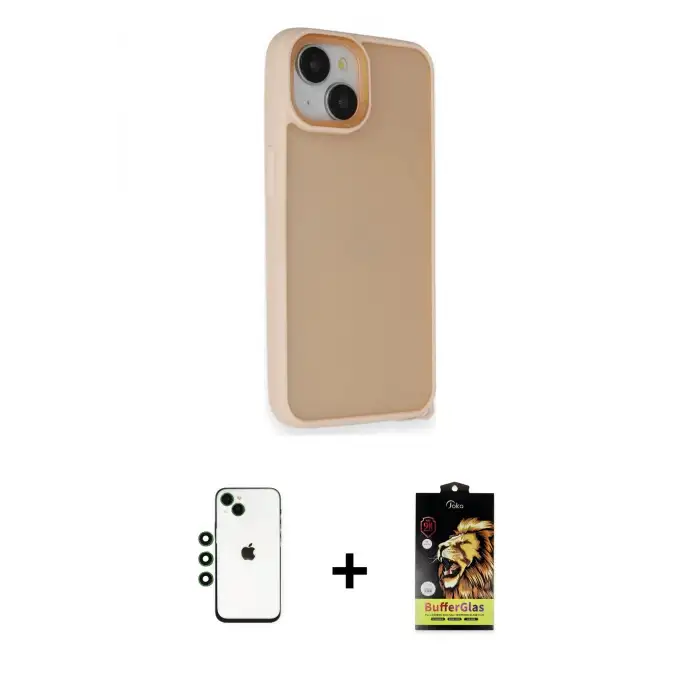 ieg™ iPhone 14 Kılıf Atlas Form - Siyah Buffer Cam Ekran Koruyucu + Shine Kamera Lens - YL