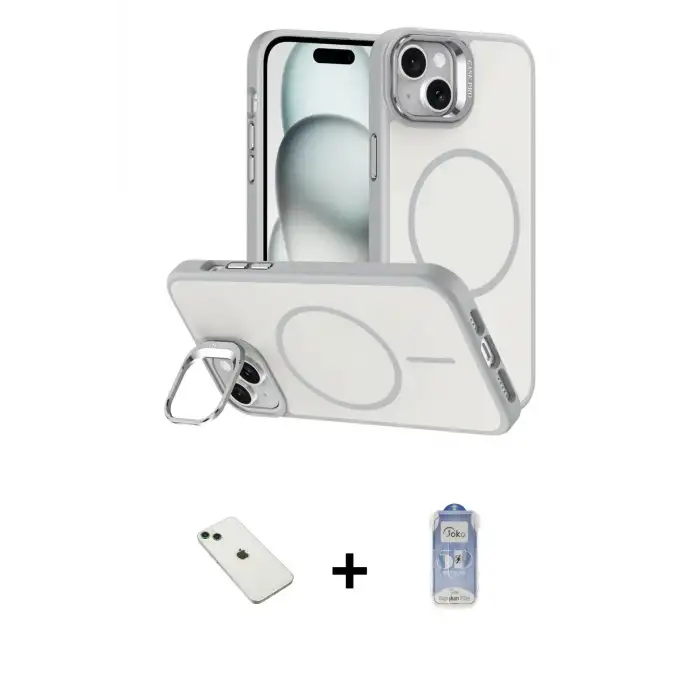 ieg™ iPhone 14 Kılıf Çekirdek Klasik - Siyah Joko Magic 5D Cam + Diamond Kamera Lens - YL