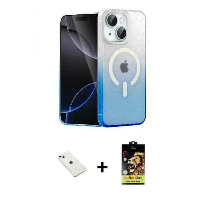 ieg™ iPhone 14 Kılıf Eksen Minimal Özel Seri - Siyah Buffer Cam Ekran Koruyucu + Diamond Kamera Lens - SABE