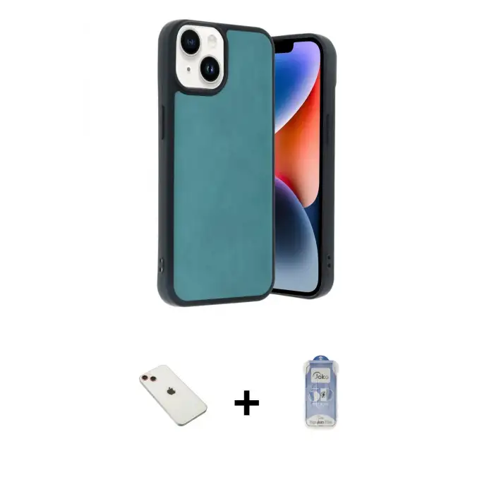 ieg™ iPhone 14 Kılıf Kıvılcım Işık Serisi - Siyah Joko Magic 5D Cam + Diamond Kamera Lens - KI
