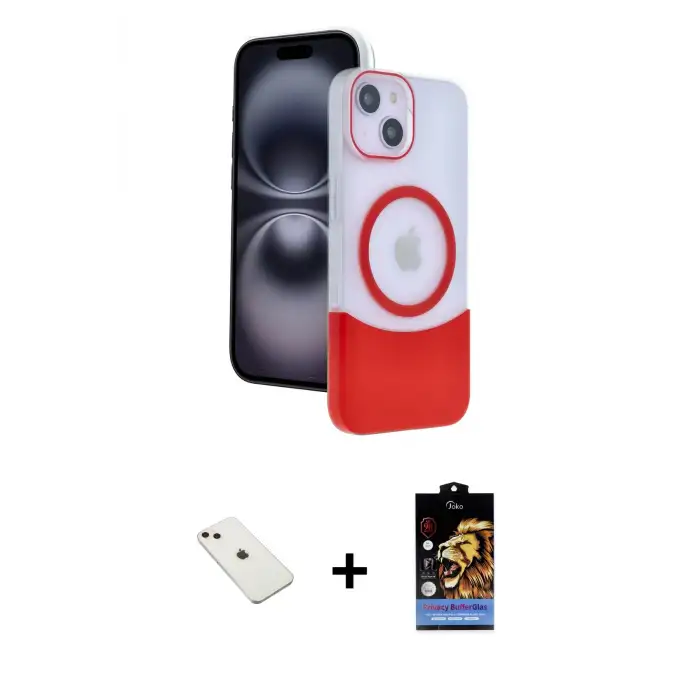 ieg™ iPhone 14 Kılıf Kozmos Form Özel Seri - Siyah Buffer Hayalet Cam Ekran Koruyucu + Diamond Kamera Lens - PE