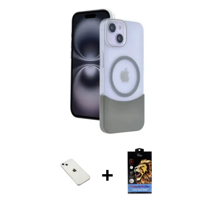 ieg™ iPhone 14 Kılıf Kozmos Form Özel Seri - Siyah Buffer Hayalet Cam Ekran Koruyucu + Diamond Kamera Lens - SABE