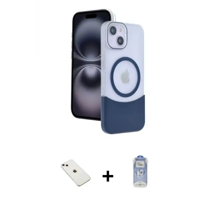 ieg™ iPhone 14 Kılıf Kozmos Form Özel Seri - Siyah Joko Magic 5D Cam + Diamond Kamera Lens - PE