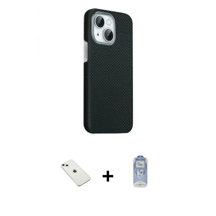 ieg™ iPhone 14 Kılıf Kozmos Klasik Prime - Siyah Joko Magic 5D Cam + Diamond Kamera Lens - PE