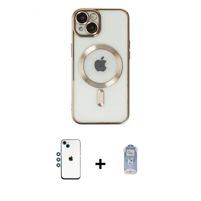 ieg™ iPhone 14 Kılıf Nova Işık Özel Seri - Siyah Joko Magic 5D Cam + Shine Kamera Lens - MI