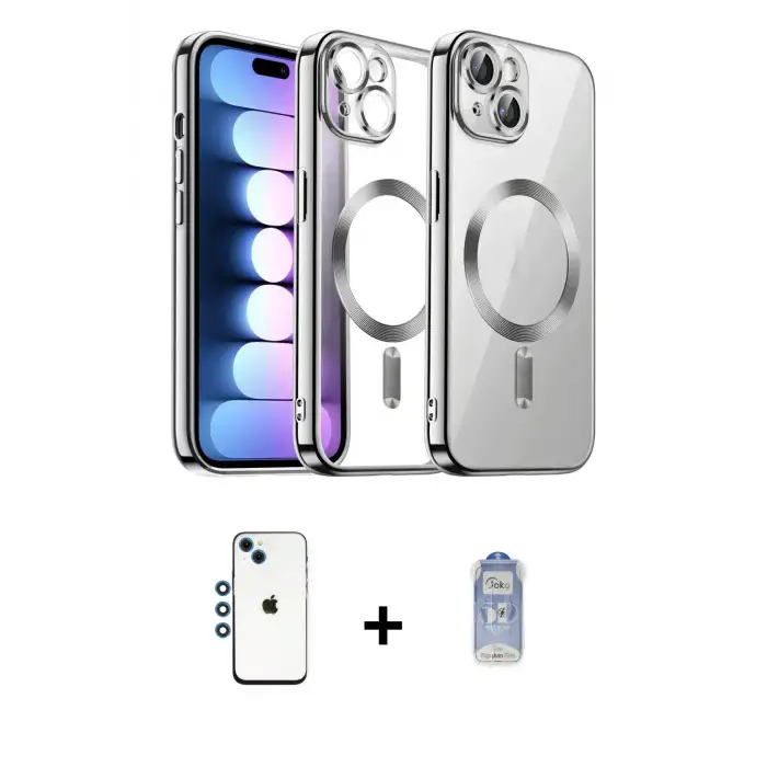 ieg™ iPhone 14 Kılıf Nova Işık Özel Seri - Siyah Joko Magic 5D Cam + Shine Kamera Lens - MI