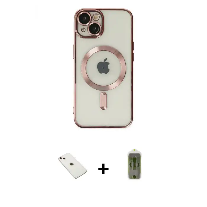 ieg™ iPhone 14 Kılıf Nova Işık Özel Seri - Siyah Joko Magic 5D Hayalet Cam + Diamond Kamera Lens - PE